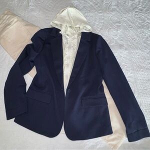 Tory Burch Sport Convertible Blue Navy Blazer With Hood Size Medium